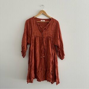 Natural Life Rose Mini Dress Womens Small Rust Orange Fall Thanksgiving